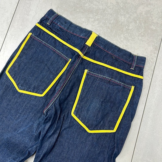 Vintage Noiz Jeans Embroidered Hip Hop Baggy Blue Jeans - 34