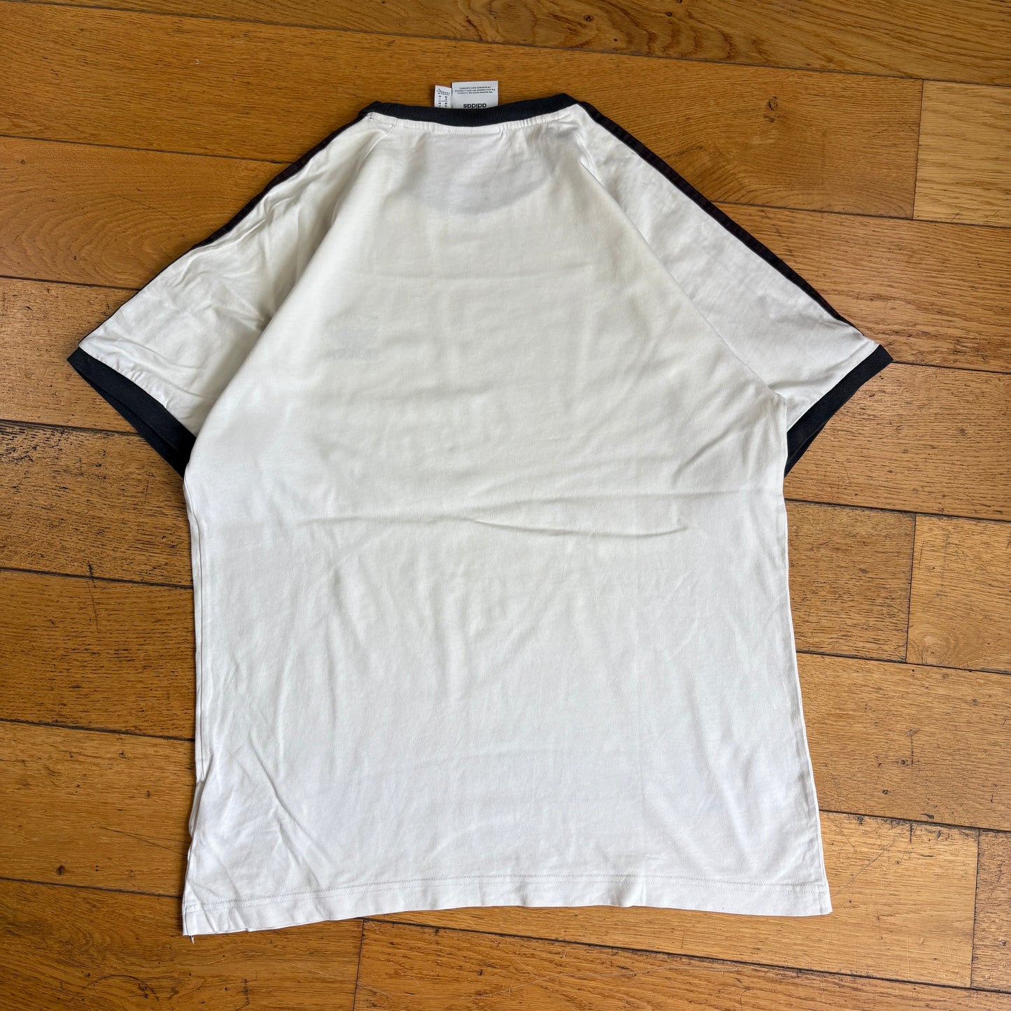 Vintage Adidas White Stripe Graphic T-Shirt - S