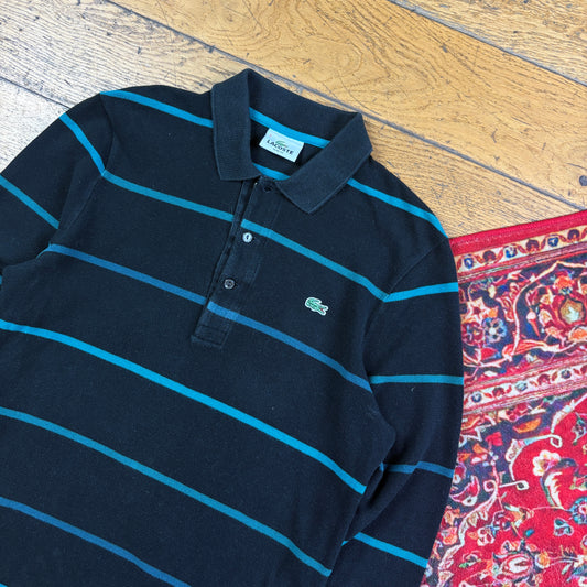 Vintage Lacoste Black Stripe Rugby Polo T Shirt - XS