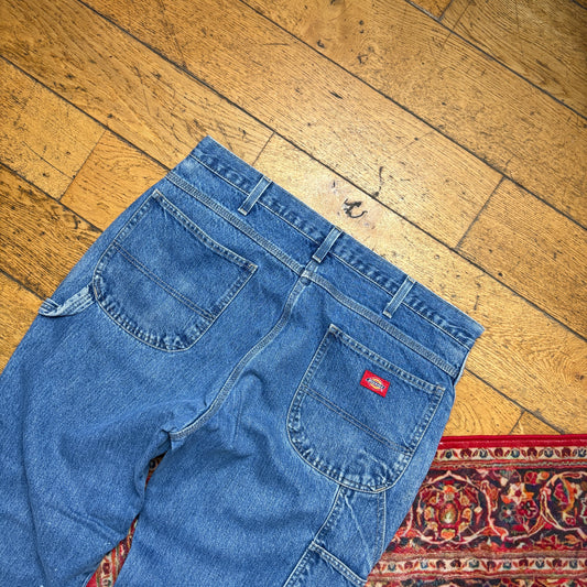 Vintage Dickies Workwear Carpenter Baggy Blue Jeans - 36L