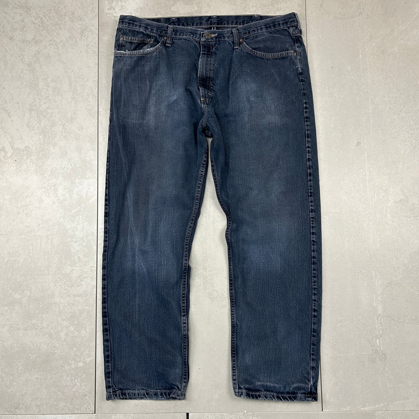 Vintage Wrangler Dark Blue Straight Denim Workwear Jeans - 42