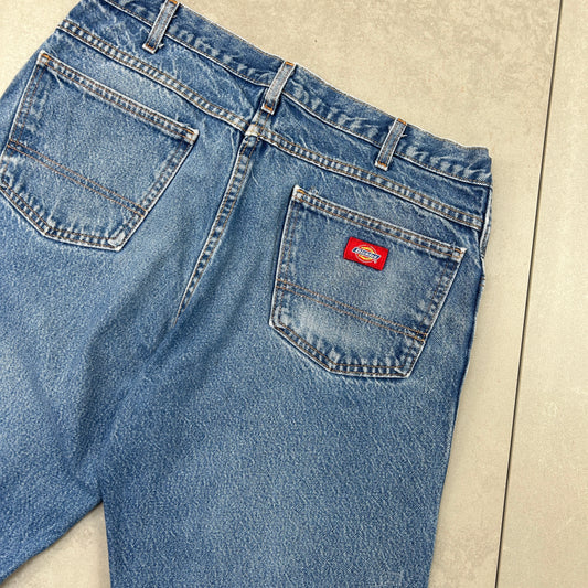 Vintage Dickies Workwear Carpenter Blue Baggy Shorts - 36