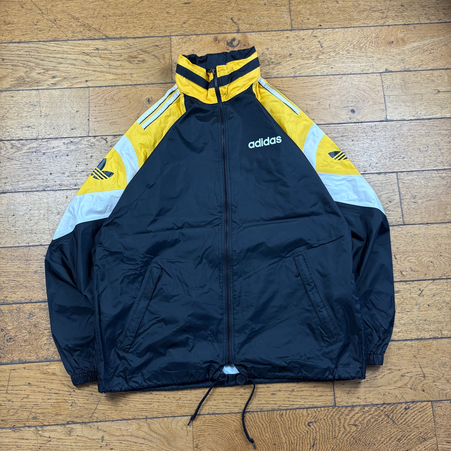 Vintage Adidas Black Yellow Tracksuit Track Shell Windbreaker Jacket - M