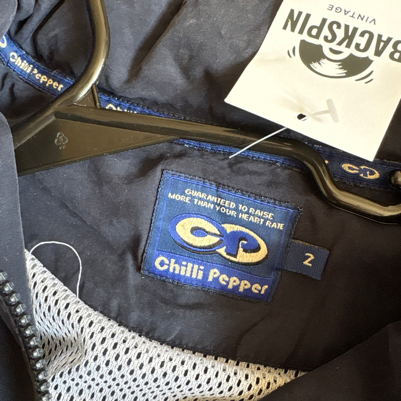 Vintage Chilli Pepper Navy Zip Kangaroo Pocket Jacket - M
