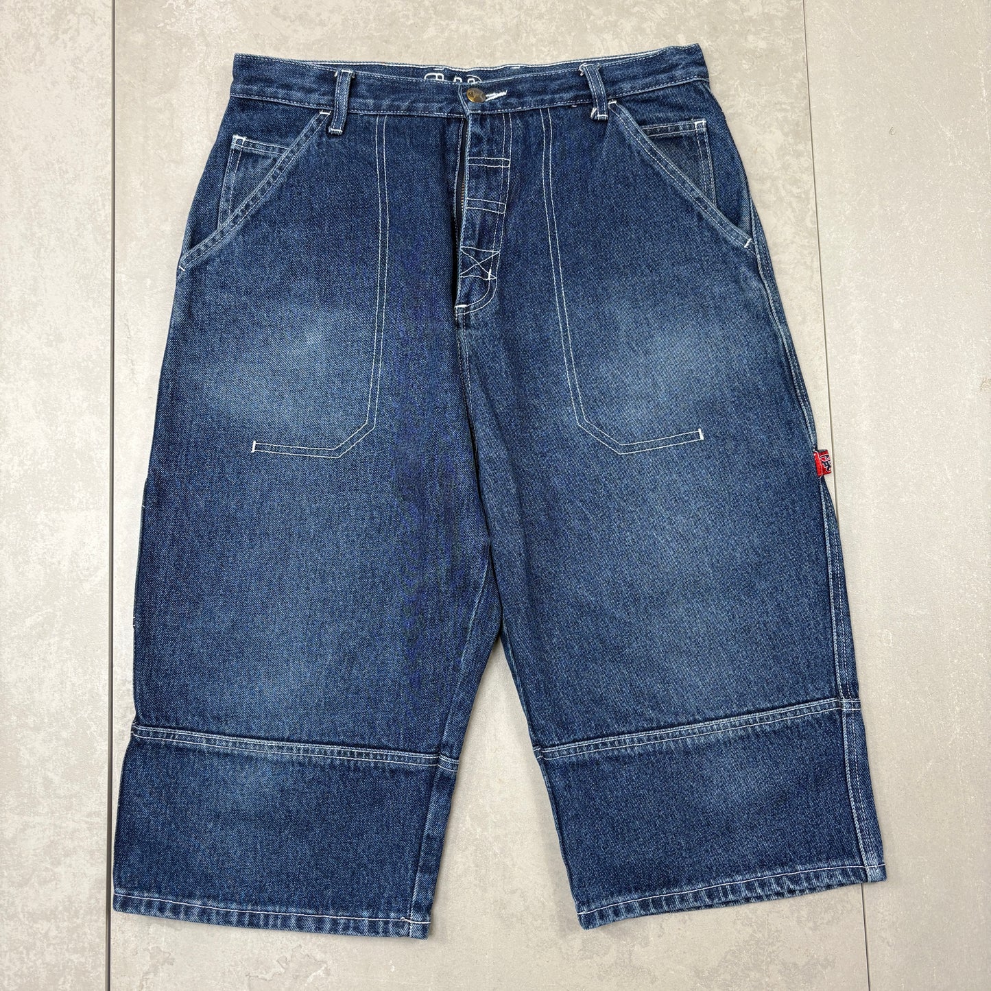Vintage Fishbone Embroidered Blue Hip Hop Baggy Shorts Jorts - 32