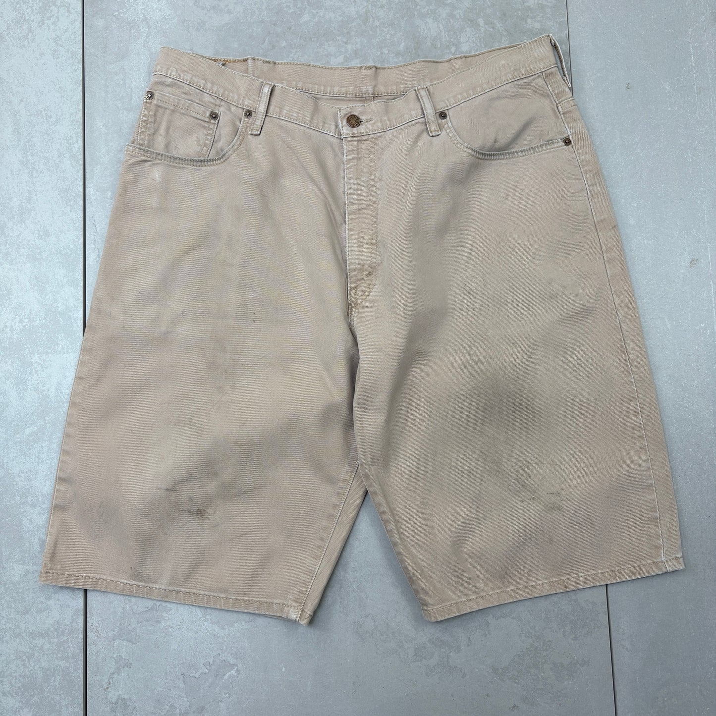 Vintage Levis 569 Baggy Cream Denim Shorts - 38