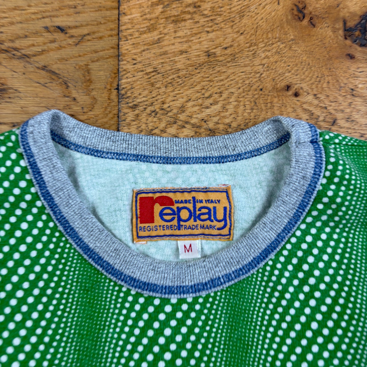 Vintage Replay Wavy Dot Green T-Shirt - M