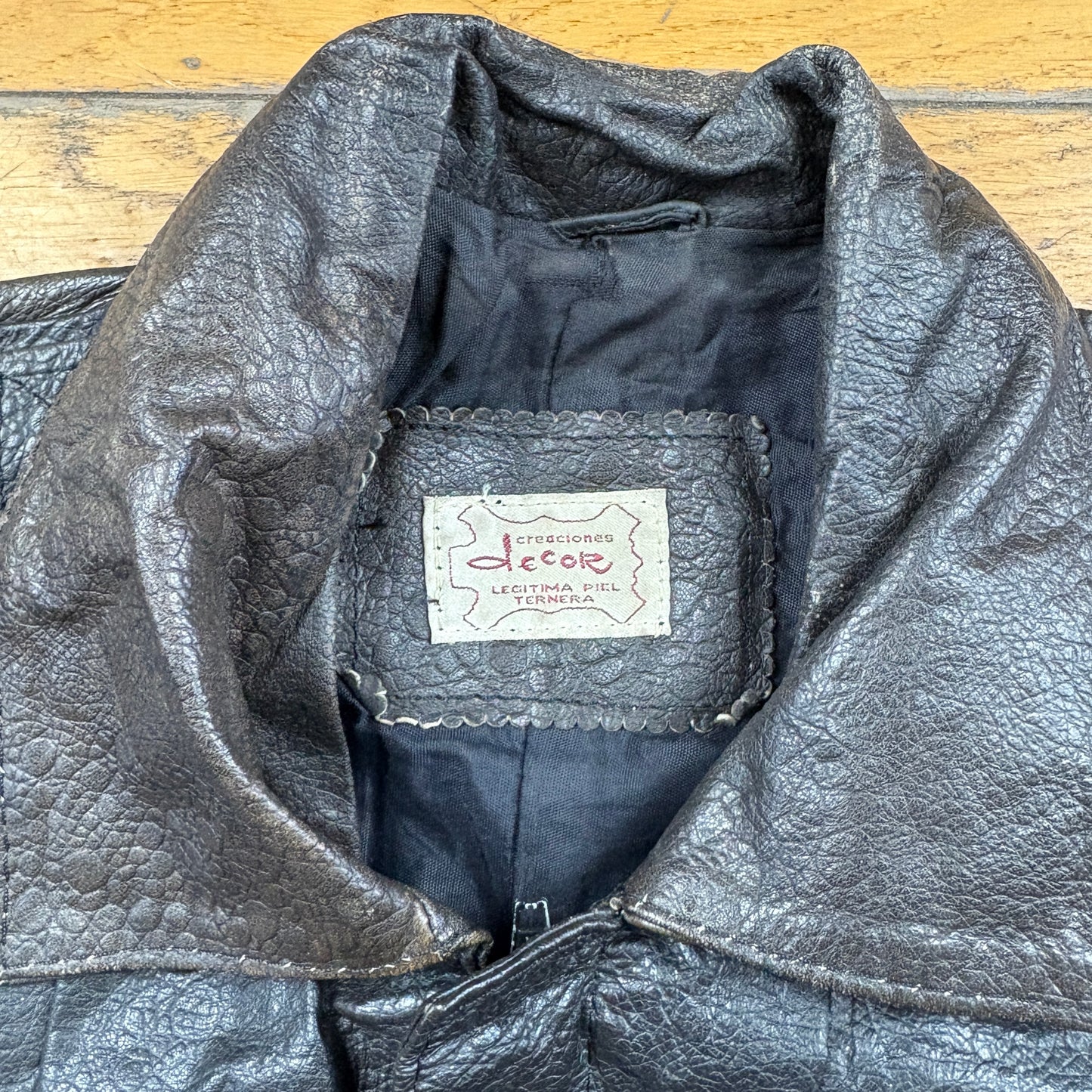 Vintage Bomber Aviator Dark Brown Black Leather Jacket - M