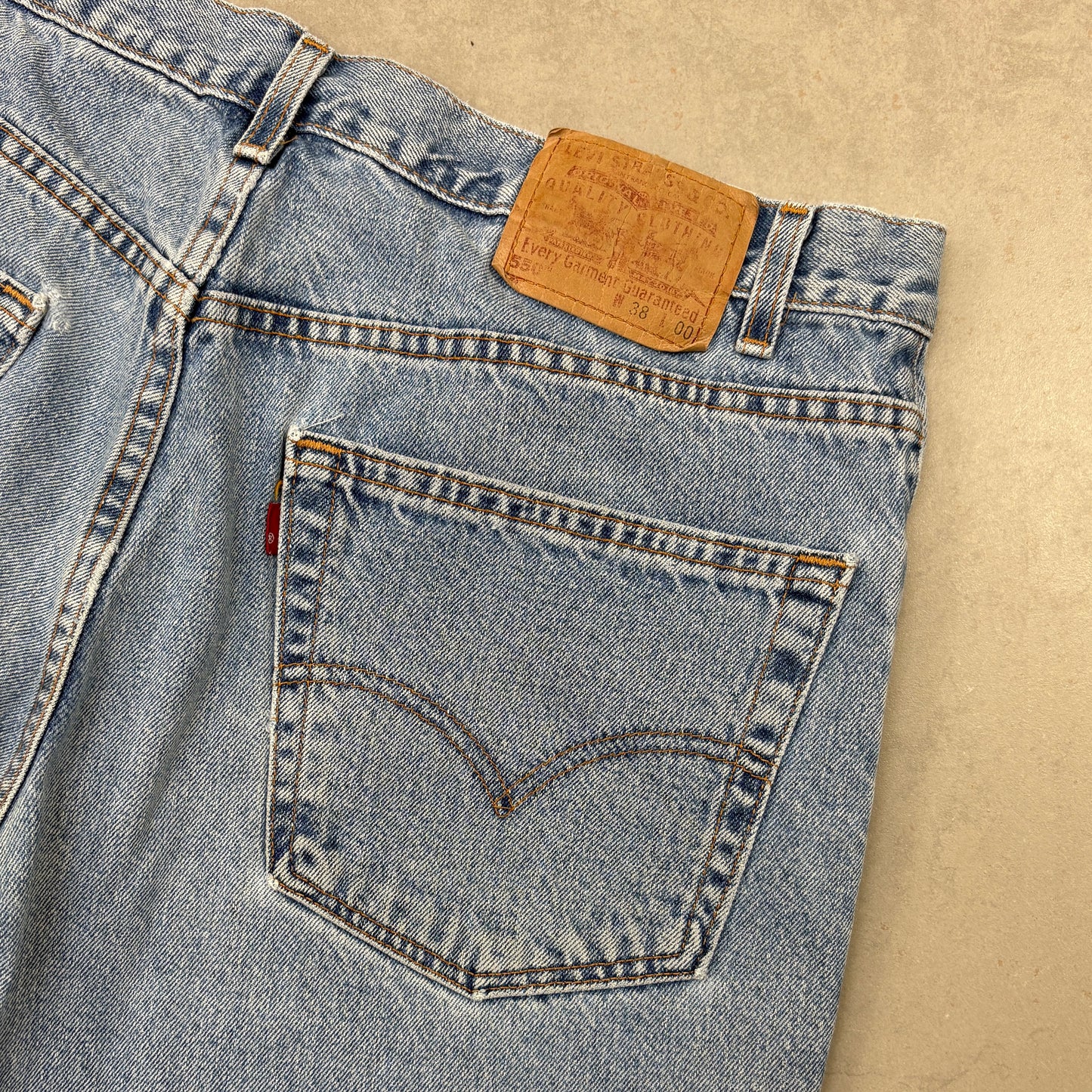Vintage Levis 550 Baggy Blue Denim Shorts - 36