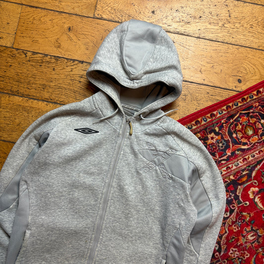 Vintage Umbro Y2K Grey Embroidered Hoodie Sweatshirt - Size 10