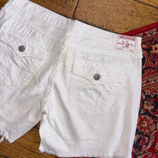 Vintage True Religion Embroidered Y2K White Shorts Jorts - Size 16