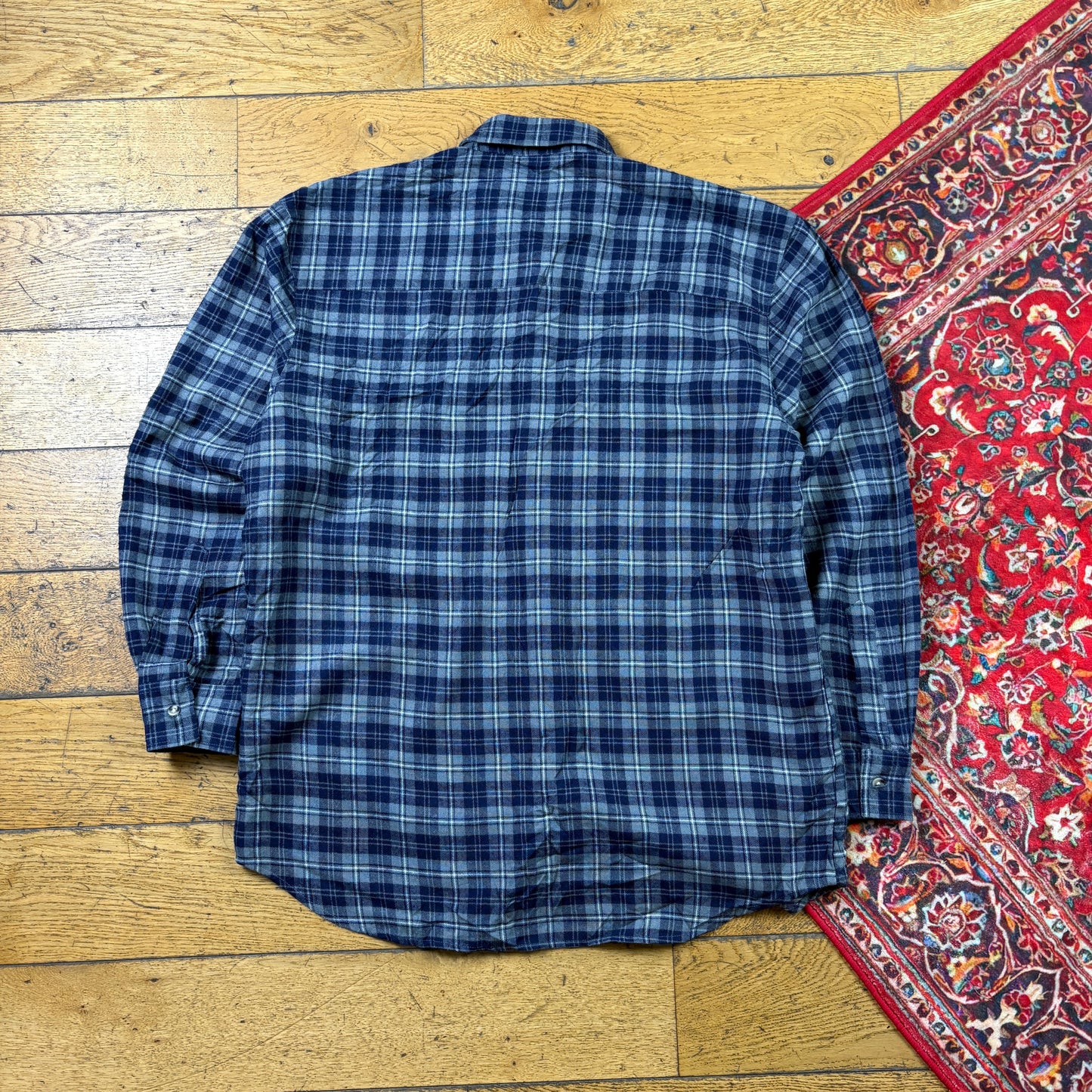 Vintage Blue Check Flannel Shirt - M
