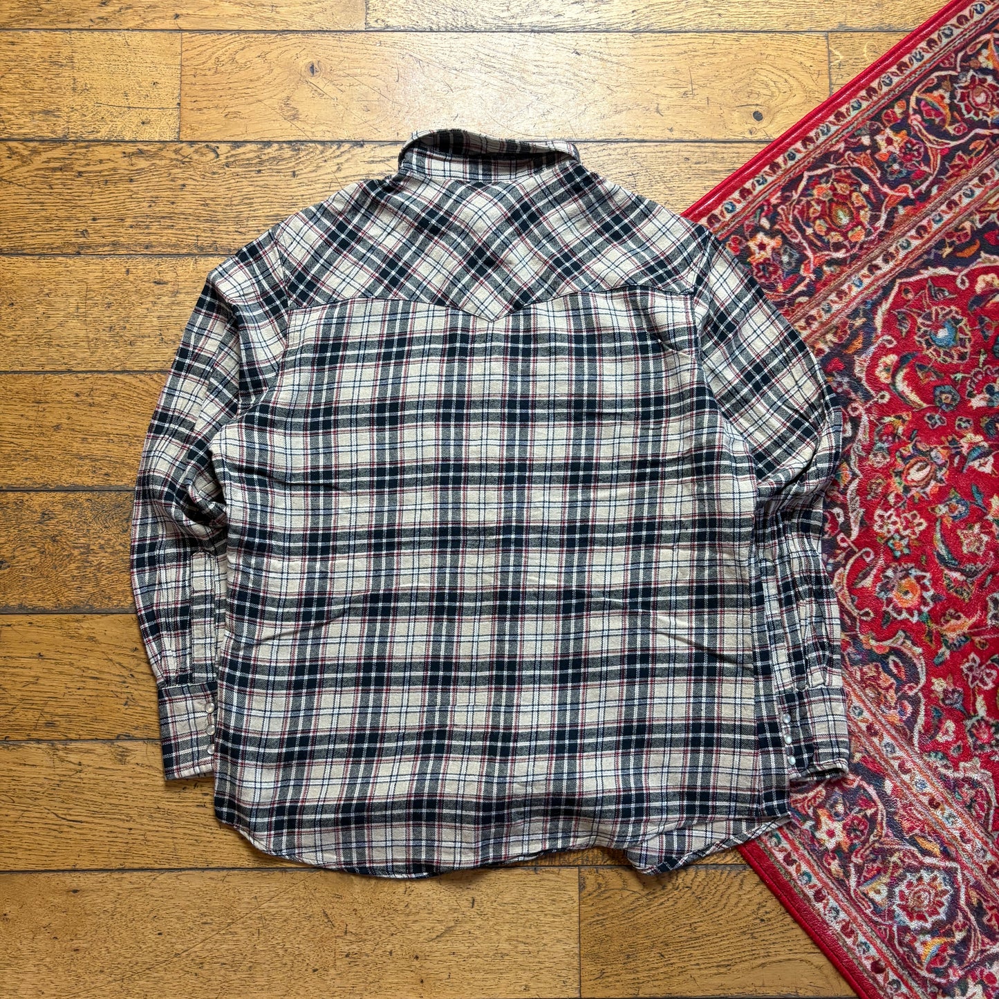 Vintage Wrangler Cream Check Embroidered Shirt - L