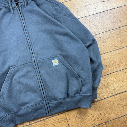 Vintage Carhartt Grey Zip Hoodie Sweatshirt - L