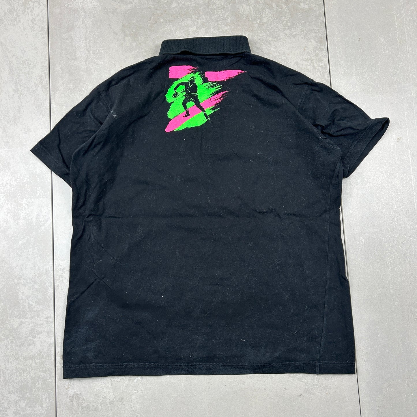 Vintage Sergio Tacchini Graphic Polo Tennis Black T-Shirt - M