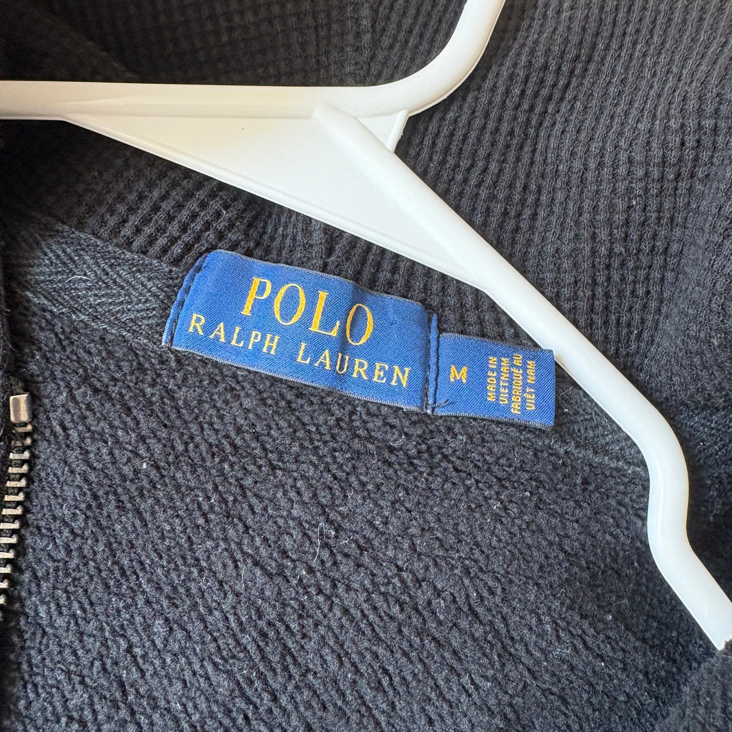 Vintage Ralph Lauren Black Zip Hoodie Embroidered Sweatshirt - M