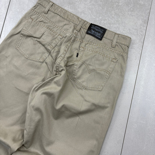Vintage Levis Baggy Cream Chinos Trousers Jeans - 34