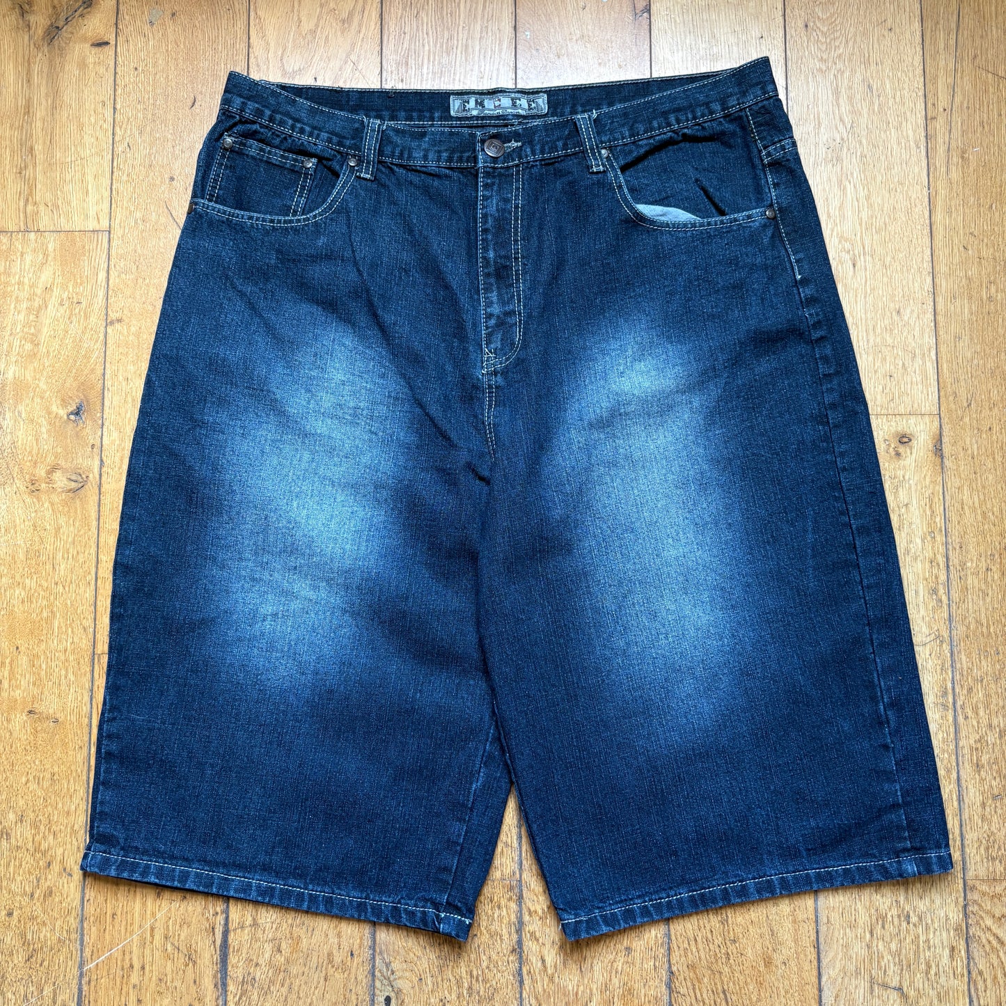 Vintage Embroidered Hip Hop Blue Baggy Shorts Jorts - 40