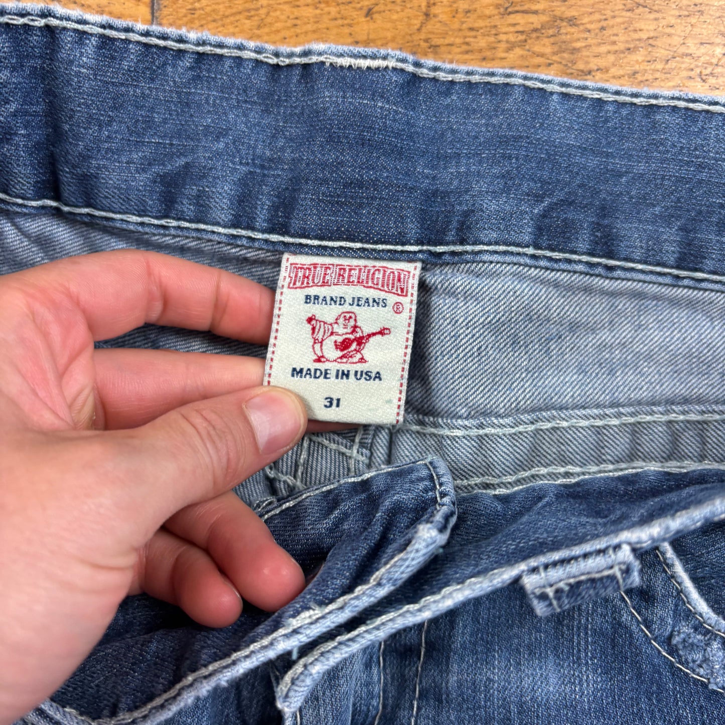 Vintage True Religion Blue Embroidered Y2K Shorts Jorts - 33