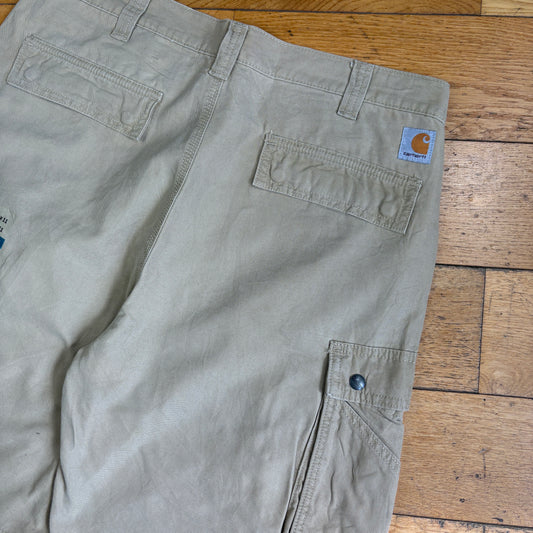 New With Tags Carhartt Cream Workwear Baggy Carpenter Shorts - 36