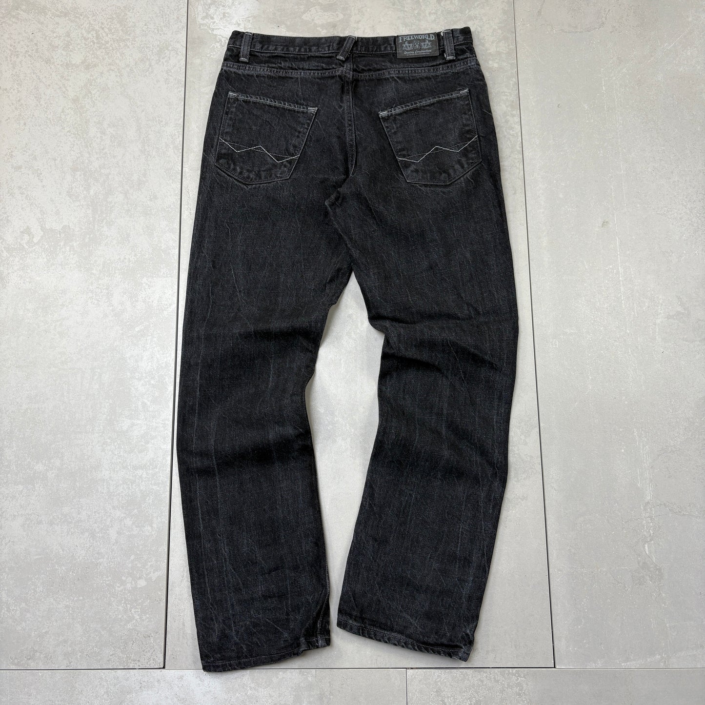 Vintage Embroidered Hip Hop Straight Black Jeans - 36