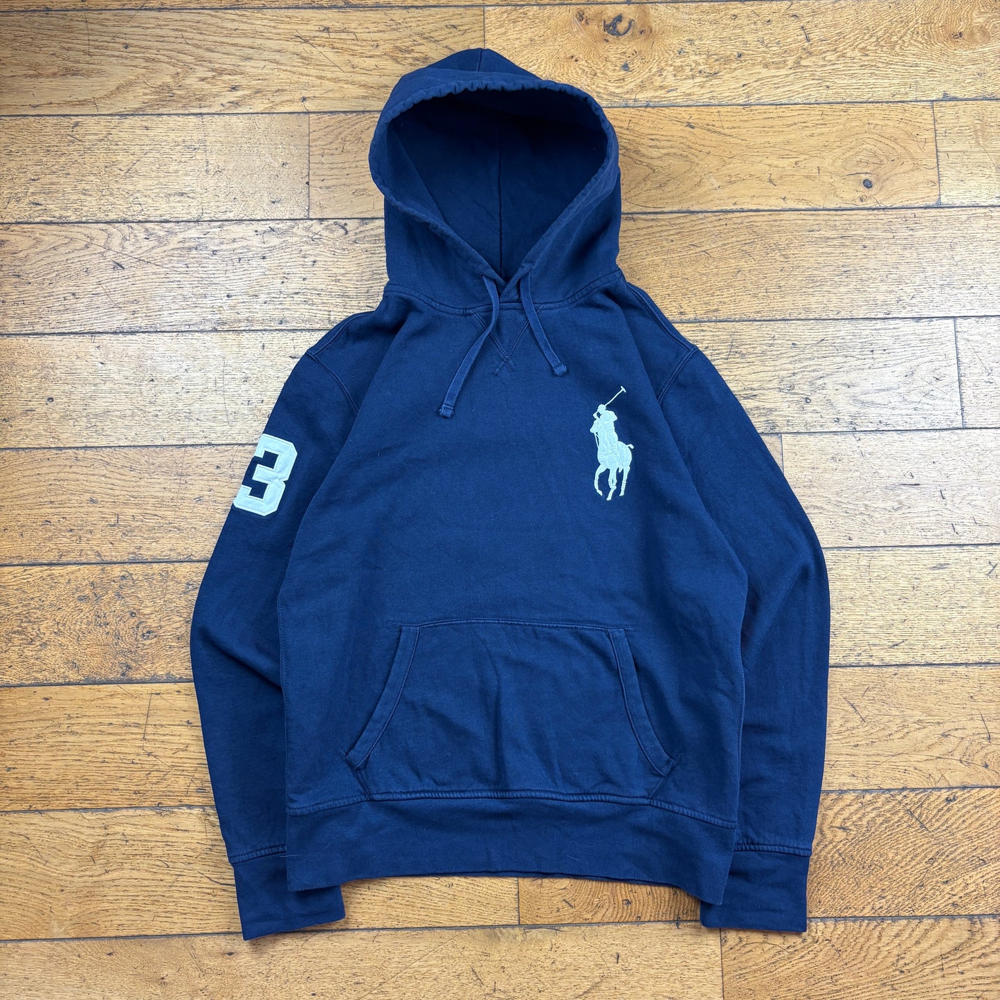 Vintage Ralph Lauren Big Pony Navy Embroidered Hoodie Sweatshirt - M