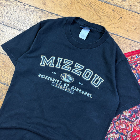 Vintage USA College Black Graphic T-Shirt - S