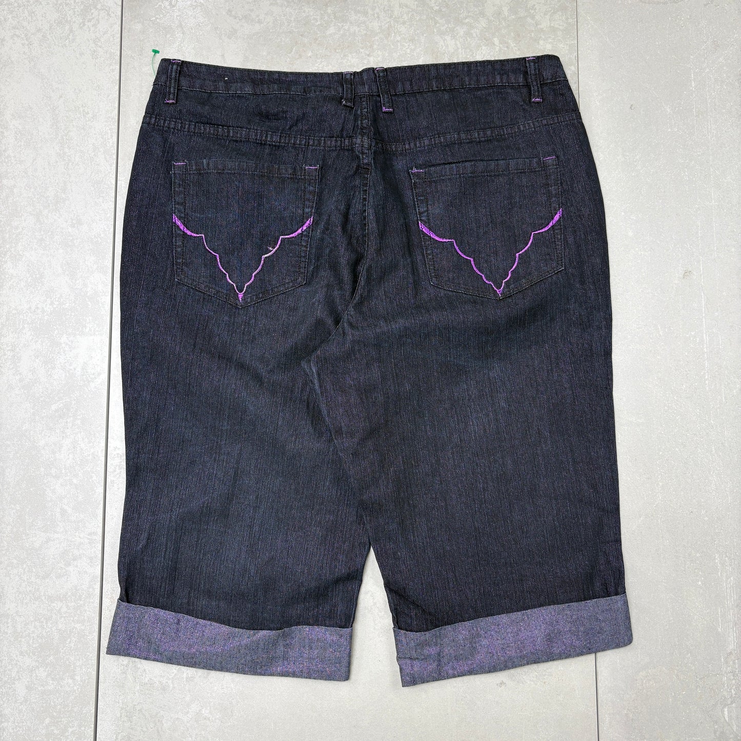 Vintage Embroidered Hip Hop Black Baggy Shorts Jorts - 42