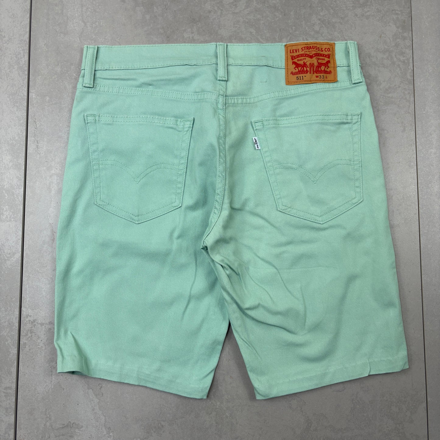 Vintage Levis 511 Green Denim Shorts - 33