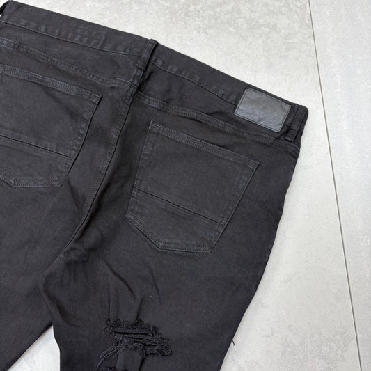 Vintage Black Distressed Skinny Shorts Jorts - 36