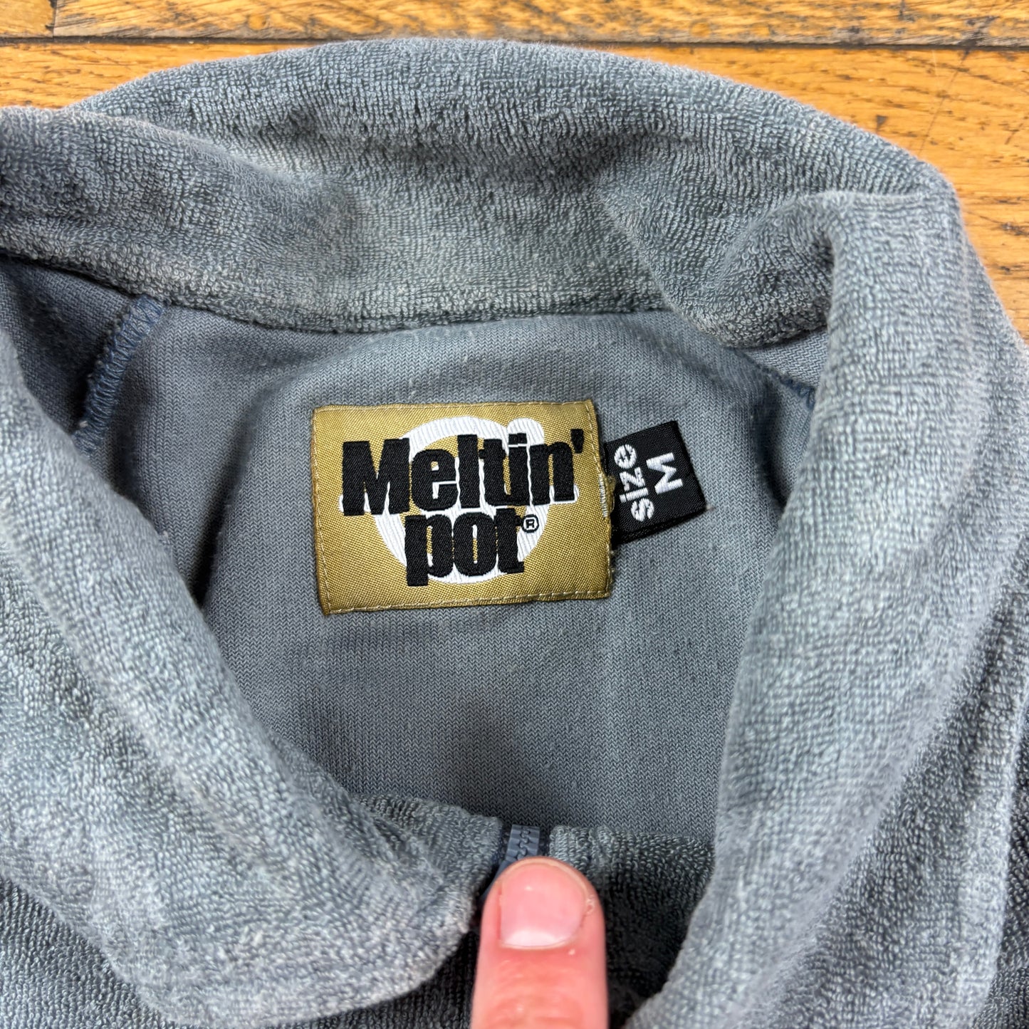 Vintage Meltin Pot Grey Blue Polo T-Shirt - M