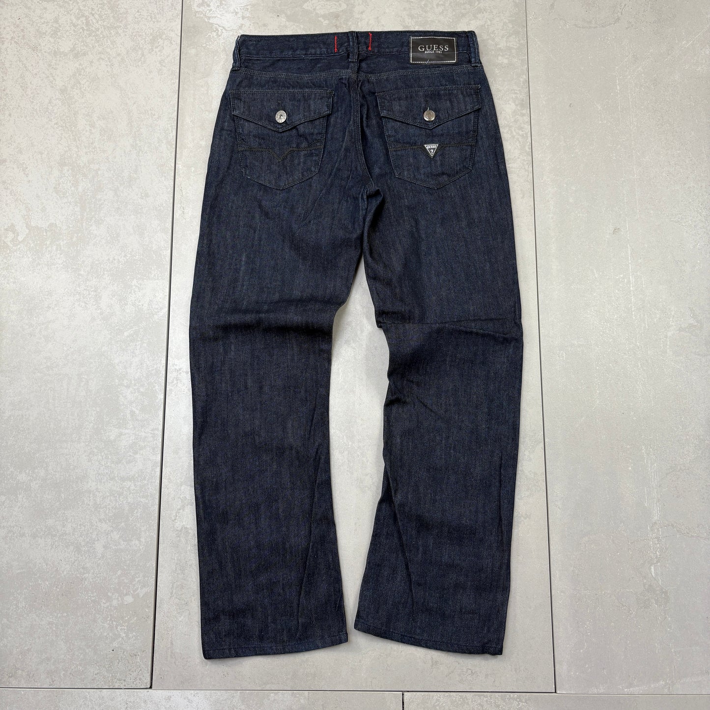 Vintage Guess Embroidered Hip Hop Baggy Blue Jeans - 32