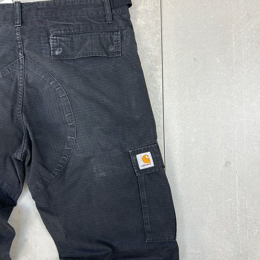 Vintage Carhartt Workwear Carpenter Cargo Black Baggy Trousers - 33