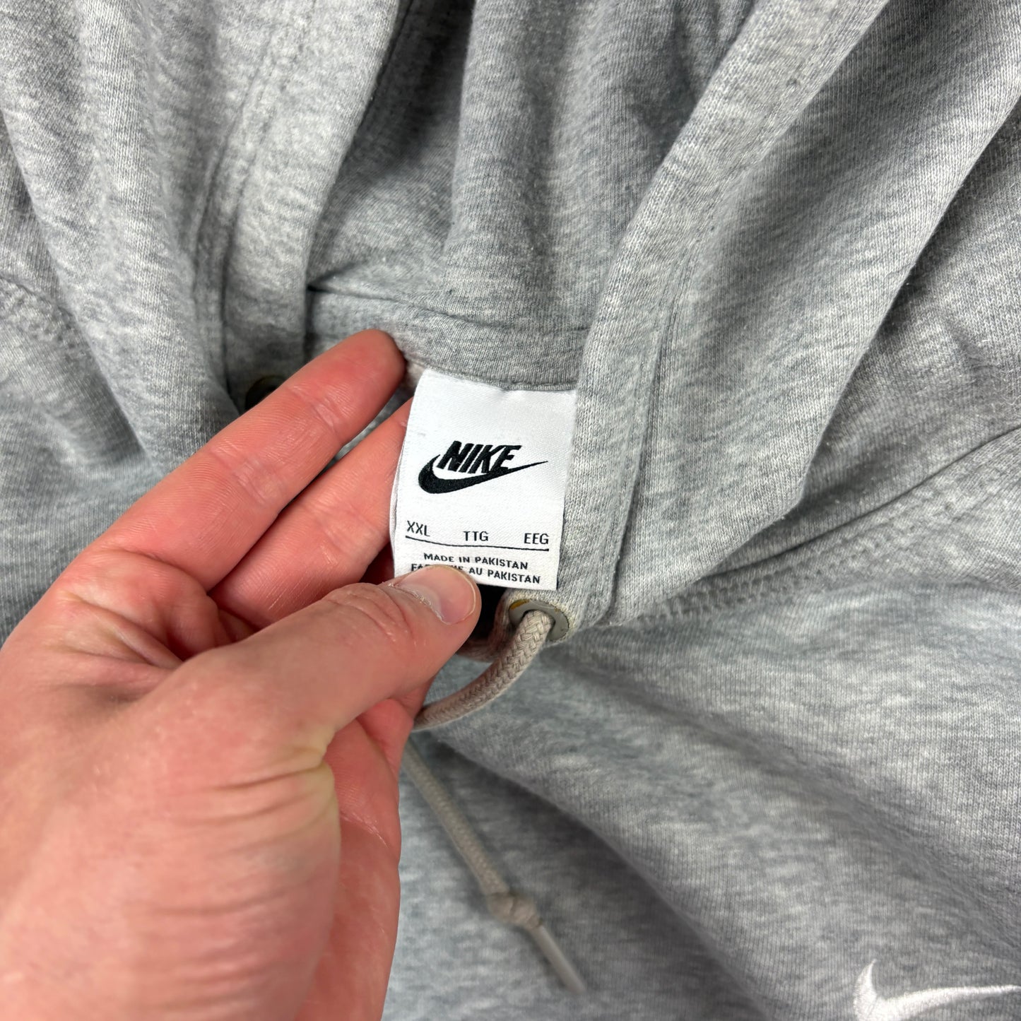Vintage Nike Grey Swoosh Embroidered Hoodie Sweatshirt - XXL