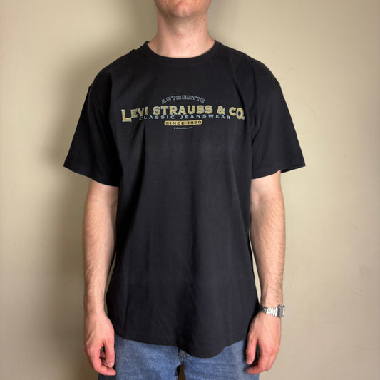 Vintage 1996 Levis Black Single Stitch Graphic T-Shirt - L