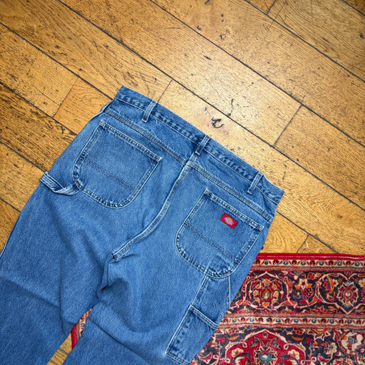 Vintage Dickies Workwear Carpenter Baggy Blue Jeans - 38S