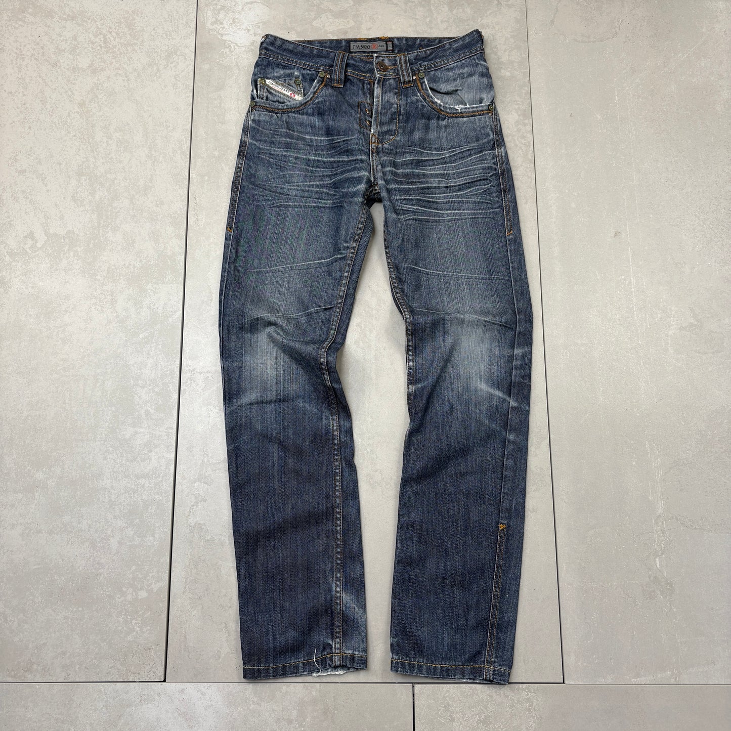 Vintage Embroidered Hip Hop Straight Blue Jeans - 32