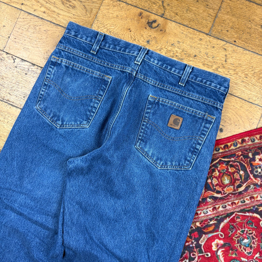 Vintage Carhartt Workwear Carpenter Blue Baggy Jeans - 36