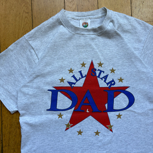 Vintage 90s Dad Single Stitch Grey Graphic T-Shirt - S/M