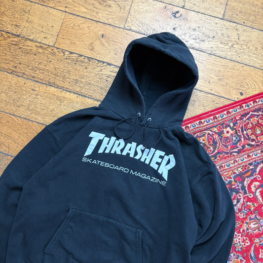 Vintage Thrasher Black Skate Hoodie Sweatshirt - M