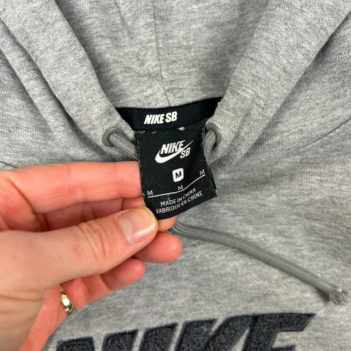 Vintage 00s Nike SB Embroidered Grey Spellout Sweatshirt - M