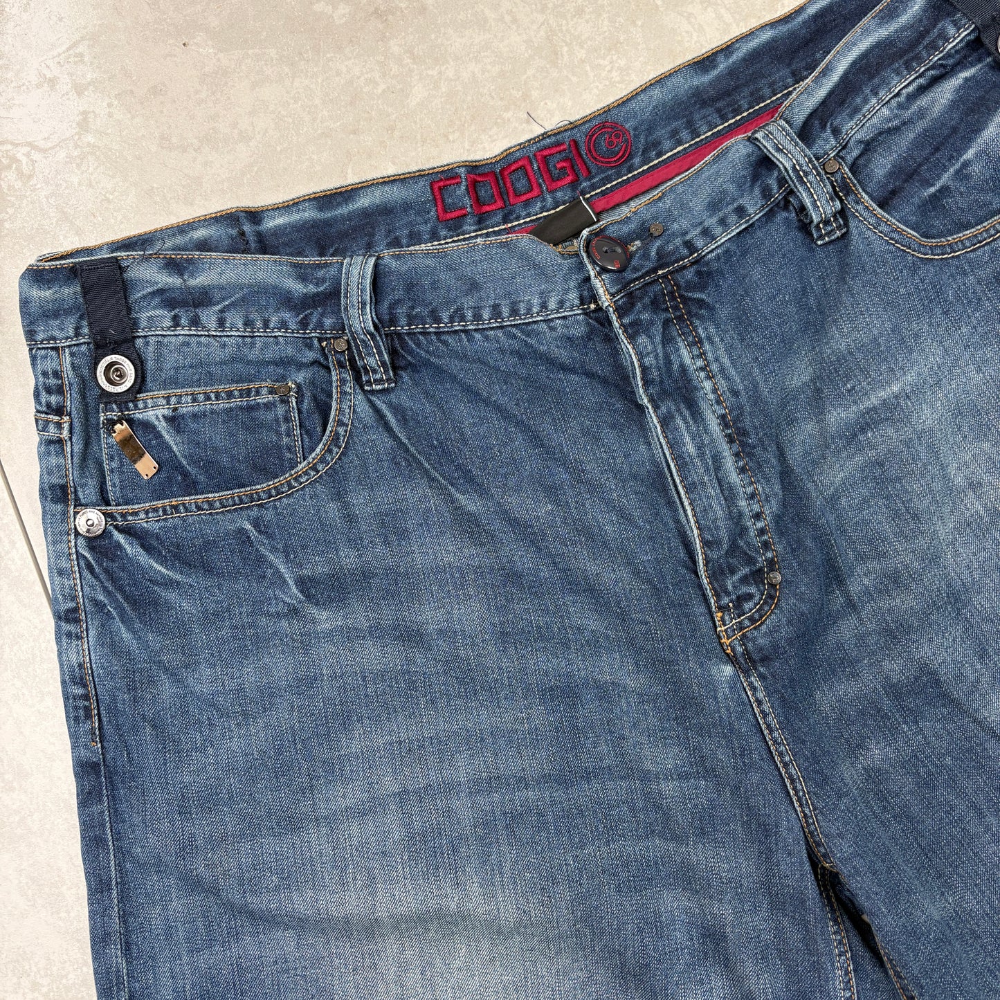 Vintage Coogi Embroidered Hip Hop Blue Baggy Shorts Jorts - 44