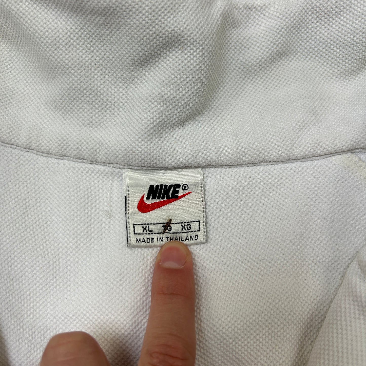 Vintage 90s Nike Court White Embroidered Zip Sweatshirt - XL
