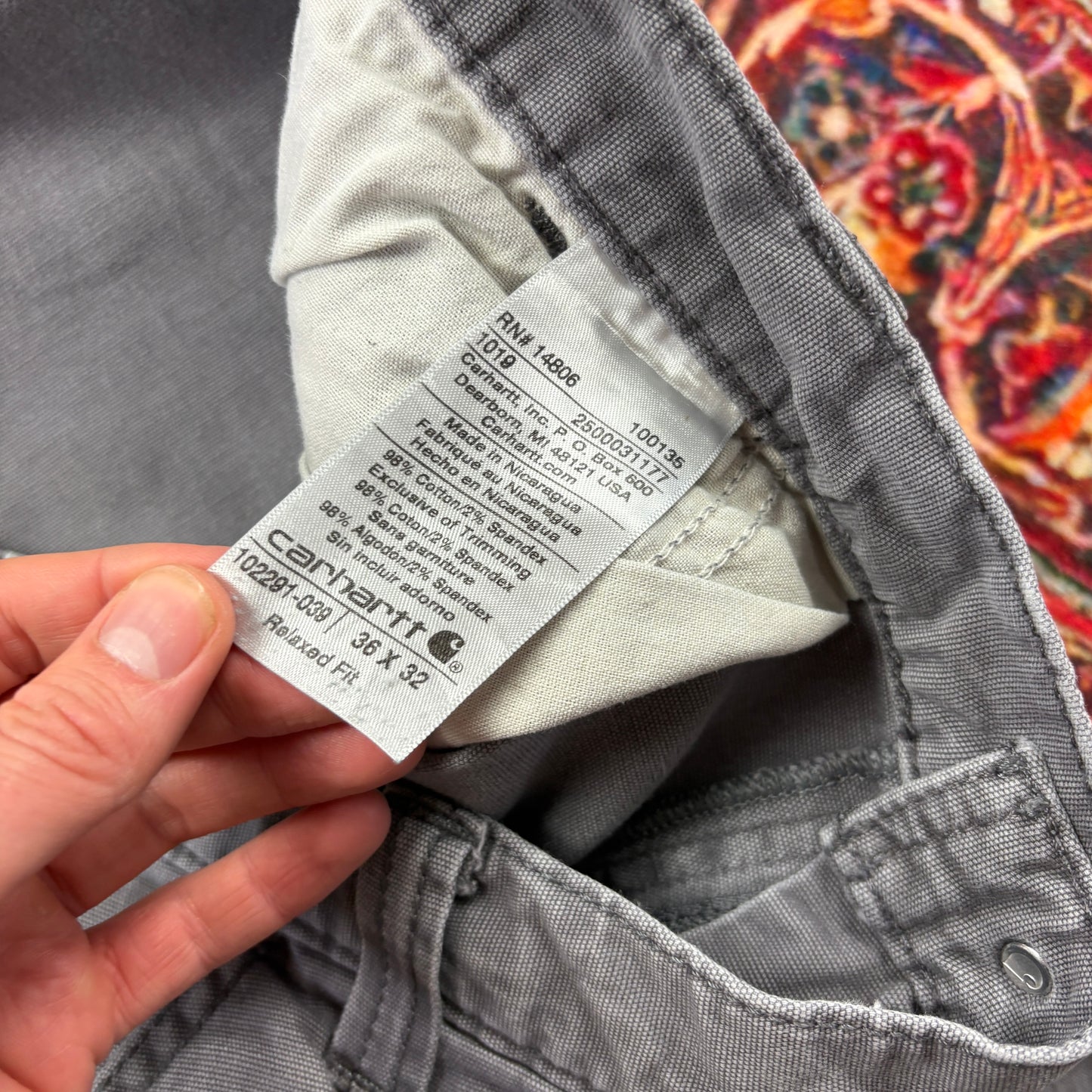 Vintage Carhartt Grey Workwear Carpenter Trousers - 36