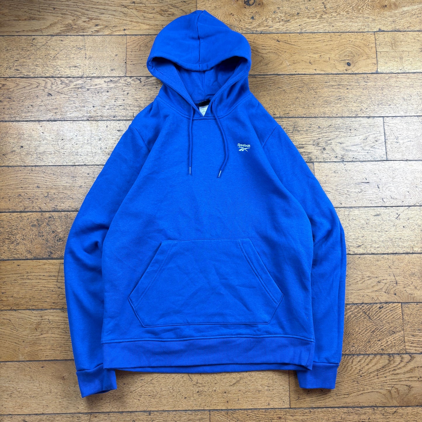 Vintage Reebok Blue Embroidered Hoodie Sweatshirt - L