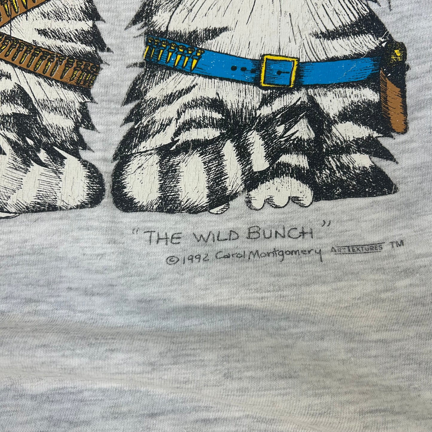 Vintage 1992 Single Stitch Cat Graphic Grey T-shirt - Small