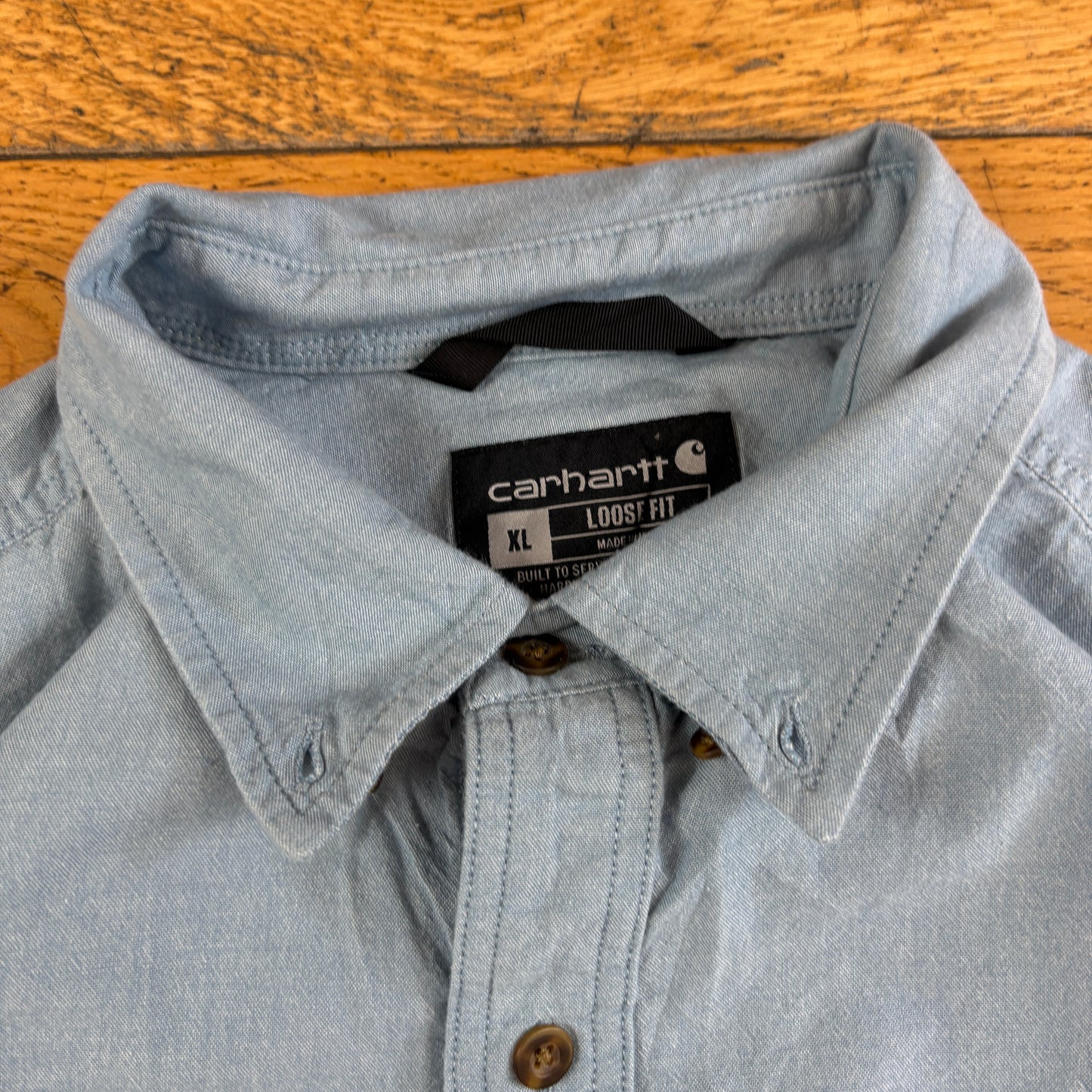 Vintage Carhartt Blue Short Sleeve Workwear Shirt - XL