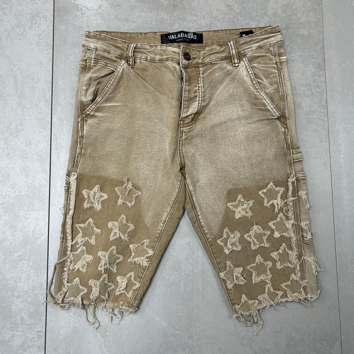 Vintage Embroidered Hip Hop Brown Shorts Jorts - 34
