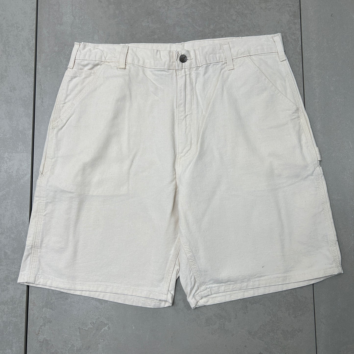 Vintage Carhartt Workwear Baggy Cream Carpenter Shorts - 38
