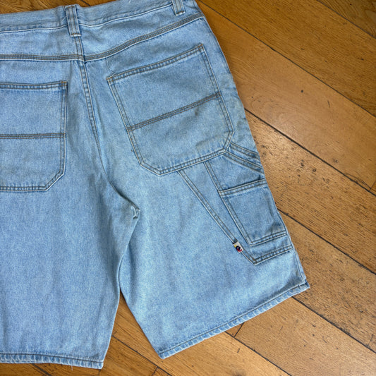 Vintage Bugle Boy Hip Hop Baggy Blue Carpenter Shorts Jorts - 36
